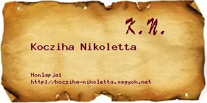 Kocziha Nikoletta névjegykártya